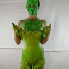 Kaydens: Kaydens'  Green Slime White Swimsuit Filling