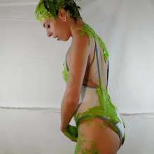 Kaydens: Kaydens'  Green Slime White Swimsuit Filling