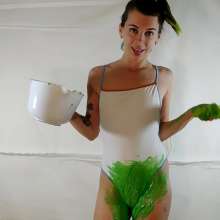 Kaydens: Kaydens'  Green Slime White Swimsuit Filling