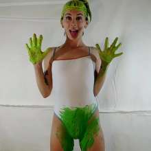 Kaydens: Kaydens'  Green Slime White Swimsuit Filling