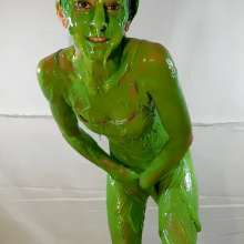 Kaydens: Kaydens'  Green Slime White Swimsuit Filling