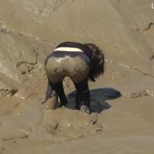 DungeonMasterOne: Maude the Mud Maiden: Dressed in tight black, totally drenched in mud!