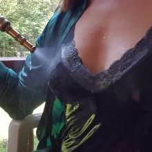MadelineOasis: Soaking a Black Silk Lined Skirt and Green Silk Blouse
