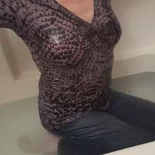 MadelineOasis: Work Jeans and Top in Shower and Tub