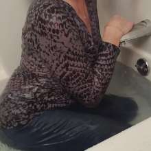 MadelineOasis: Work Jeans and Top in Shower and Tub
