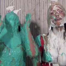 Anglefan: Green slimed in mini-dresses!
