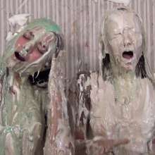 Anglefan: Green slimed in mini-dresses!