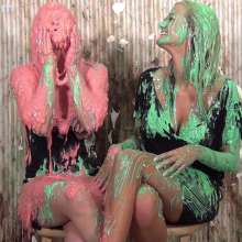 Anglefan: Lish and Christina green slimed