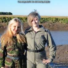 DungeonMasterOne: Mud!  Felicity and Rosemary, summer evening mudplay together