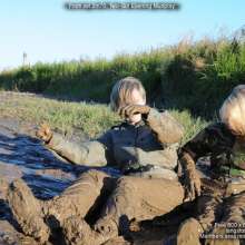 DungeonMasterOne: Mud!  Felicity and Rosemary, summer evening mudplay together