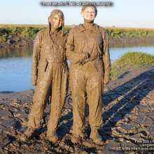 DungeonMasterOne: Mud!  Felicity and Rosemary, summer evening mudplay together