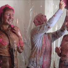 RevSlymsford: Cheerleader, Schoolgirl and Teacher In Co-ed Messy Piefight