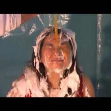 Alumi: Cream pies, eggs, chocolate syrup, feet--a traditional Xmas for Mai!