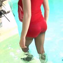 wamtec: Monique Underwater in a Dress with Pantyhose