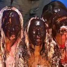 Alumi: 3 young Japanese girls show their feet while pieing each other in the face