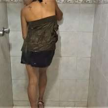 MadelineOasis: Clara Wears a Denim Skirt and a Gold Top For Shower Sex