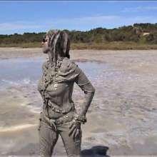 MadelineOasis: Marjorie Plays on a Very Muddy Beach