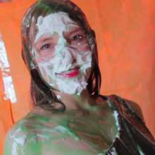 lovingmessy4you: Slime and Pie in the Face Black Dress and Pantyhose