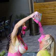 messyhot: Sober K and Brunette Bunny Sit in Cake Together