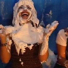 Alumi: Linda and Luce + shaving cream pies, honey, and chocolate + bare feet