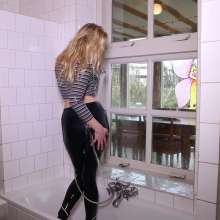 WetPlace: Beautiful Eileen Taking Shower In Blue Leggings