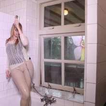WetPlace: Beautiful Eileen Taking Shower In Cream Leggings