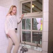 WetPlace: Beautiful Eileen Taking Shower In Cream Leggings