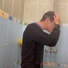 Wet Live Team: Danio in the Shower with Shampoo, Pool Fun Fully-dressed