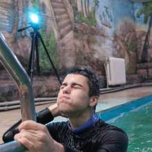 Wet Live Team: Danio in the Shower with Shampoo, Pool Fun Fully-dressed