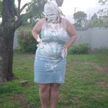 Darkabyss445: Denim Dress Gets Destroyed with Pies and Water