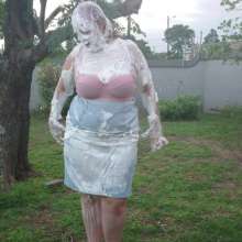 Darkabyss445: Denim Dress Gets Destroyed with Pies and Water
