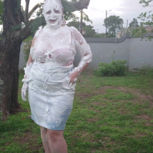 Darkabyss445: Denim Dress Gets Destroyed with Pies and Water