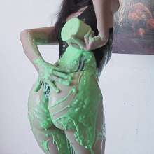 lovingmessy4you: Filling the Bodysuit with Green Slime