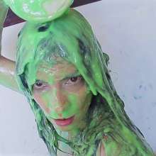 lovingmessy4you: Filling the Bodysuit with Green Slime