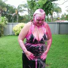 Darkabyss445: Getting Pied and Gunged in My Leather Dress
