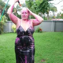 Darkabyss445: Getting Pied and Gunged in My Leather Dress