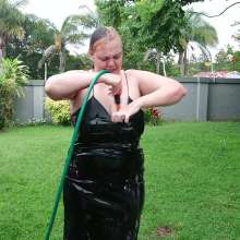 Darkabyss445: Getting Pied and Gunged in My Leather Dress