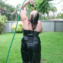 Darkabyss445: Getting Pied and Gunged in My Leather Dress