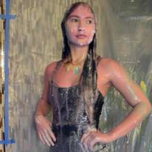 FunFilled Photography: Mallory's Pie and Slime Trivia Challenge in a Dress!