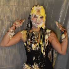 FunFilled Photography: Mallory's Pie and Slime Trivia Challenge in a Dress!