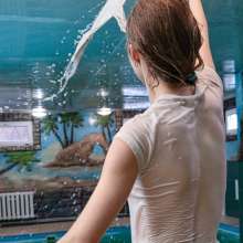 Wet Live Team: Nastya Dives in a Large Pool without a Bra!  ASMR Sound