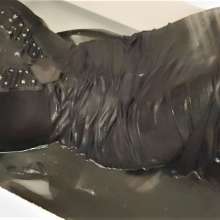 MadelineOasis: Long Black Witch Costume Soaked in a Shower and Tub