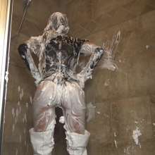 Jayce: PVC Maid+boots, Gloves+ Foam Covered, Soaped+Fucked Hard!