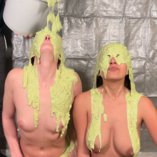 Slimed Models: Kali and Ivy Slimed Naked Together