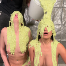 Slimed Models: Kali and Ivy Slimed Naked Together