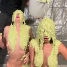 Slimed Models: Kali and Ivy Slimed Naked Together