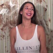 Anglefan: Jen Capone loves getting pied by a nude guy!