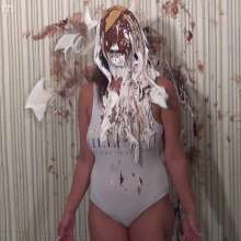 Anglefan: Jen Capone loves getting pied by a nude guy!