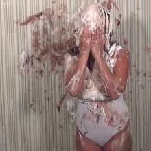 Anglefan: Jen Capone loves getting pied by a nude guy!