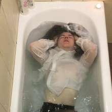 Wet_look_elena: Very Transparent-shirt in the Bathroom